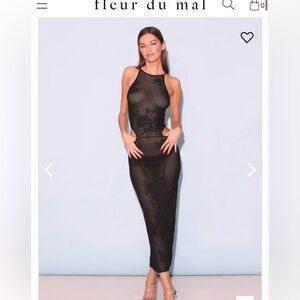 Fleur du Mal Black Lace Maxi Dress